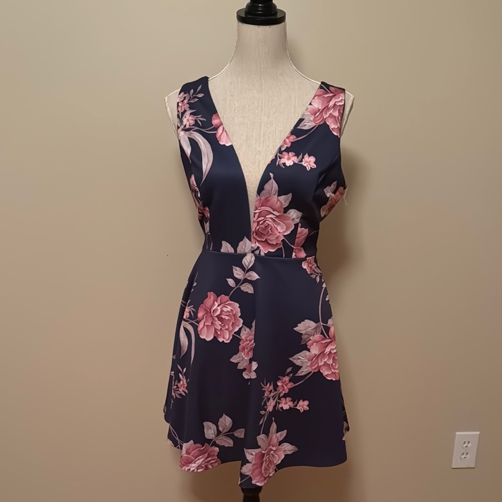 Floral Navy and Pink Dress